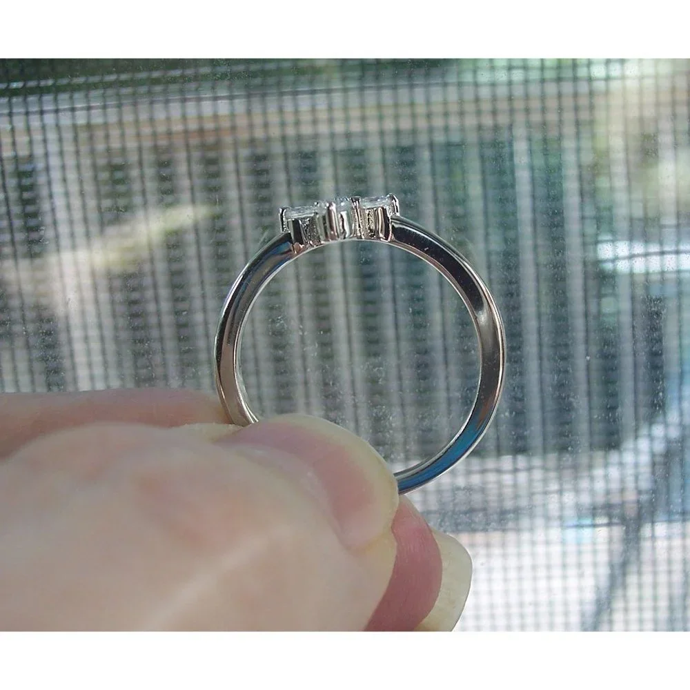 925 STERLING SILVER Dainty Cross Cubic Zirconia Ring - Picture 6 of 16